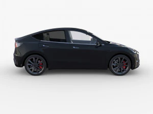 tesla model y awd black with interior and chassis 3D Model