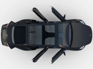 tesla model y awd black with interior and chassis 3D Model
