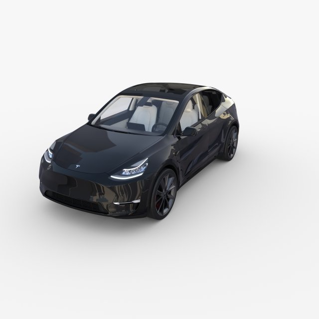 tesla model y awd black with interior and chassis 3D Model in SUV 3DExport