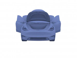 tesla model y awd black with interior and chassis 3D Model