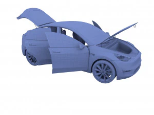 tesla model y awd black with interior and chassis 3D Model