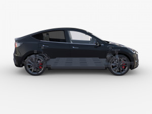 tesla model y awd black with interior and chassis Modelo 3D
