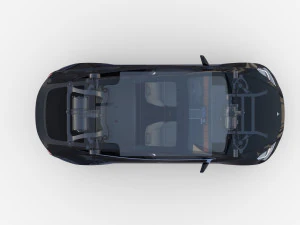 tesla model y awd black with interior and chassis 3D Model