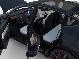 tesla model y awd black with interior and chassis Modelo 3D
