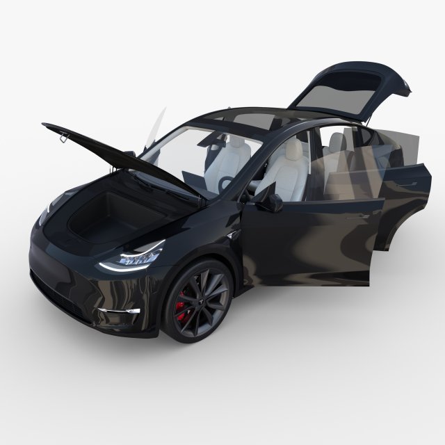 tesla model y black with interior 3Dモデル .c4d .max .obj .3ds .fbx .stl .blend 