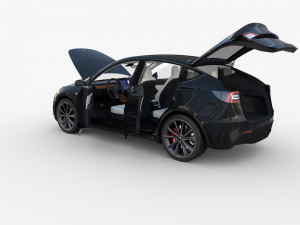 tesla model y black with interior 3Dモデル