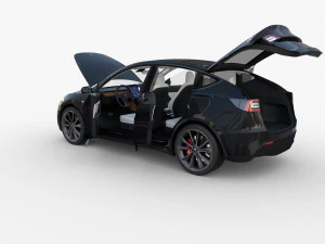 tesla model y black with interior 3D Model