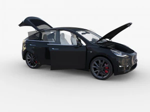 tesla model y black with interior 3D Model