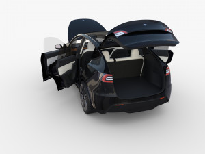 tesla model y black with interior 3Dモデル
