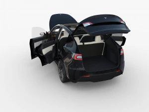 tesla model y black with interior 3D Model