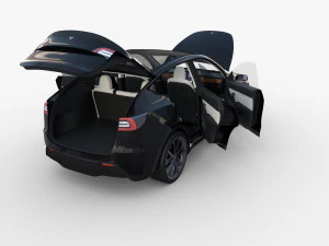 tesla model y black with interior 3D Model