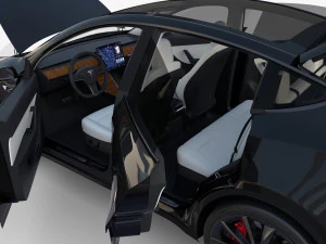 tesla model y black with interior 3D Model