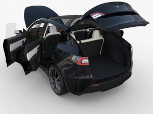 tesla model y black with interior 3D Model