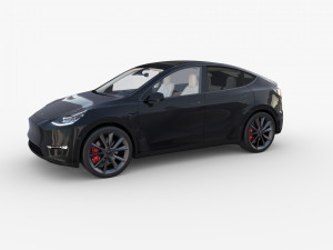 tesla model y black with interior 3Dモデル