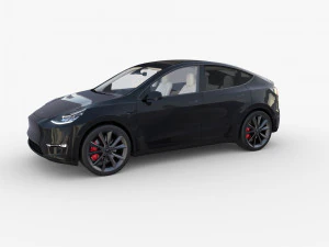 tesla model y black with interior 3D Model