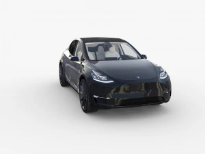 tesla model y black with interior 3D Model