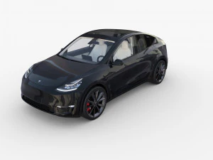 tesla model y black with interior 3D Model