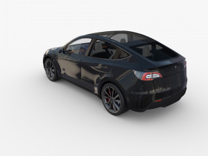 tesla model y black with interior 3Dモデル