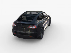 tesla model y black with interior 3D Model