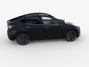 tesla model y black with interior 3Dモデル