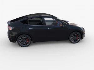 tesla model y black with interior 3D Model