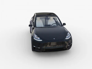 tesla model y black with interior 3D Model
