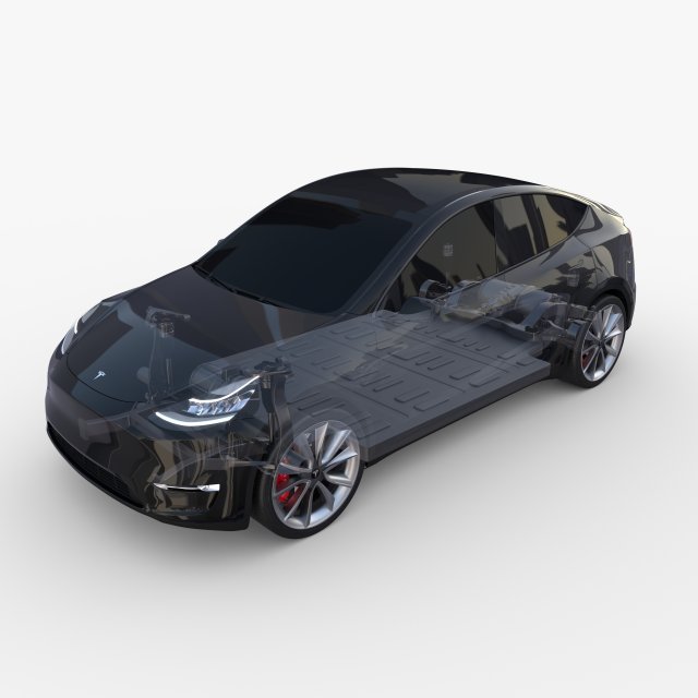 tesla model y awd black with chassis Modèle 3D .c4d .max .obj .3ds .fbx .stl .blend 