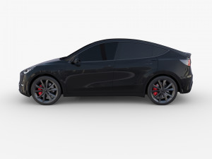 tesla model y awd black with chassis Modèle 3D