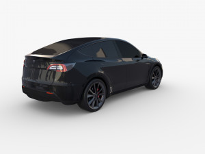 tesla model y awd black with chassis Modèle 3D