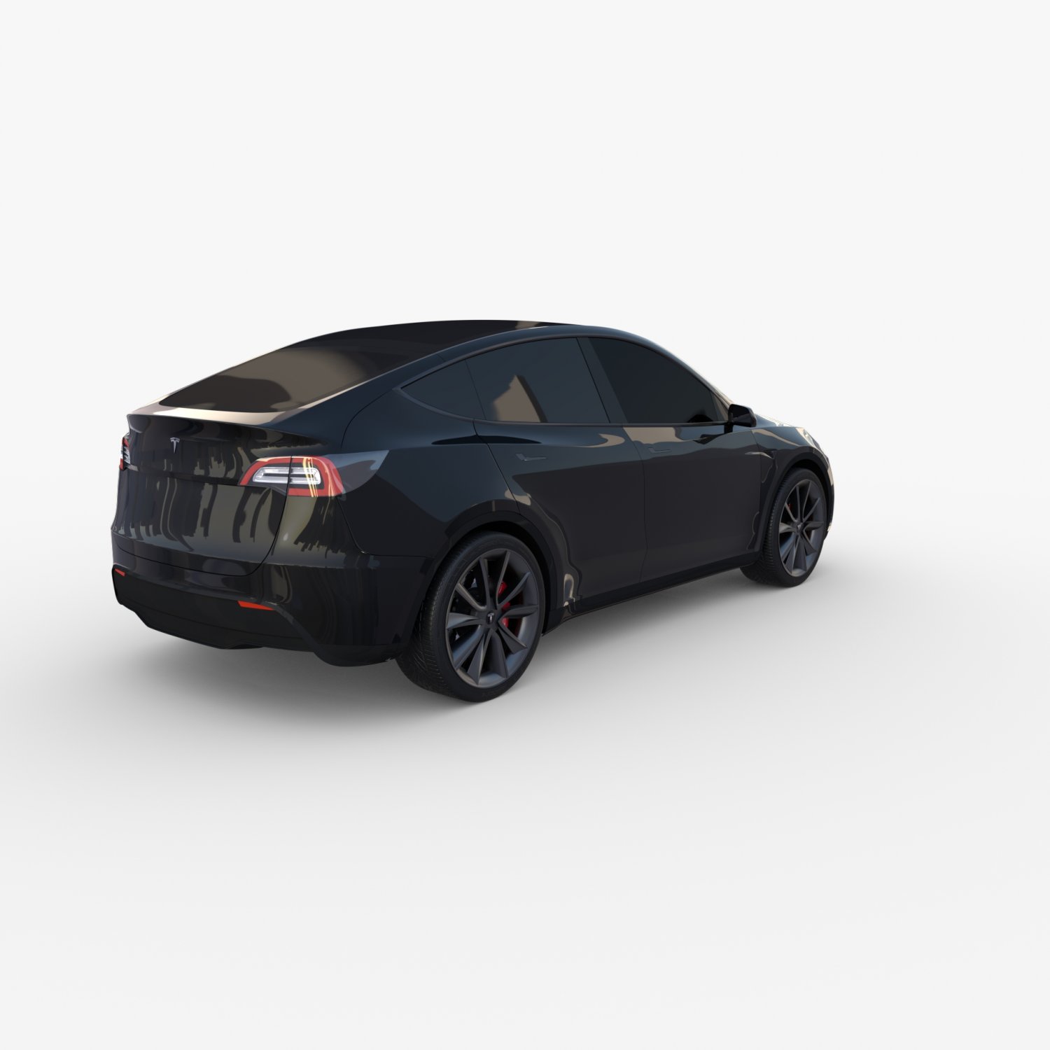 Tesla Model Y AWD Schwarz mit Innenraum und Fahrgestell 3D-Modell