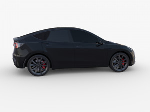 tesla model y awd black with chassis Modèle 3D