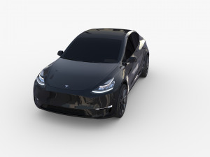 tesla model y awd black with chassis Modèle 3D