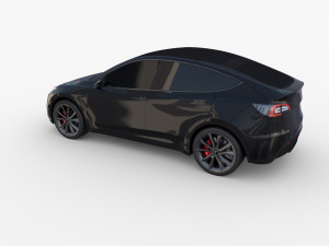 tesla model y awd black with chassis Modèle 3D