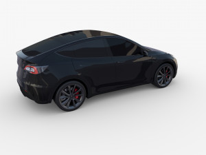 tesla model y awd black with chassis Modèle 3D
