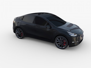 tesla model y awd black with chassis Modèle 3D