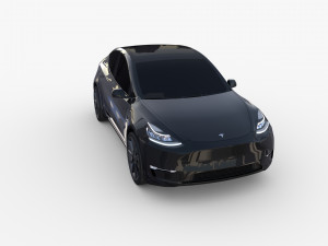 tesla model y awd black with chassis Modèle 3D