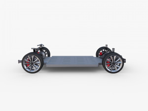 tesla model y awd black with chassis Modèle 3D