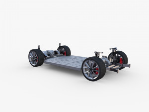 tesla model y awd black with chassis Modèle 3D