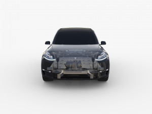 tesla model y awd black with chassis Modèle 3D