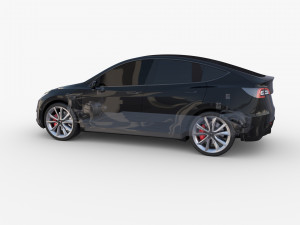 tesla model y awd black with chassis Modèle 3D