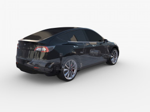 tesla model y awd black with chassis Modèle 3D