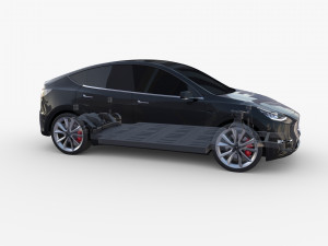 tesla model y awd black with chassis Modèle 3D