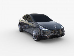 tesla model y awd black with chassis Modèle 3D