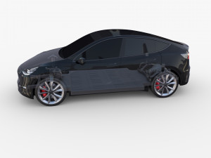 tesla model y awd black with chassis Modèle 3D