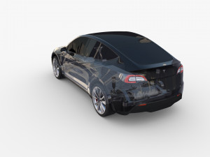 tesla model y awd black with chassis Modèle 3D