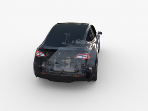 tesla model y awd black with chassis Modèle 3D