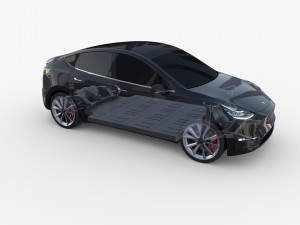 tesla model y awd black with chassis Modèle 3D