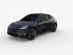 tesla model y awd black with chassis Modèle 3D