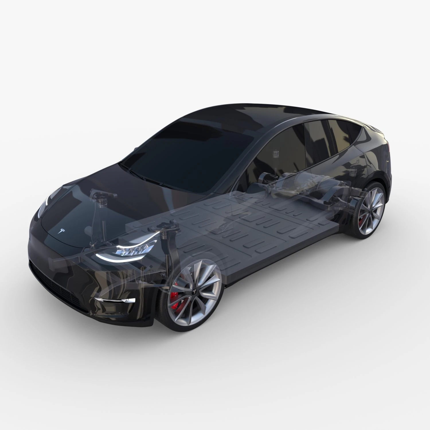 tesla model y rwd black with chassis 3D Model .c4d .max .obj .3ds .fbx .stl .blend 