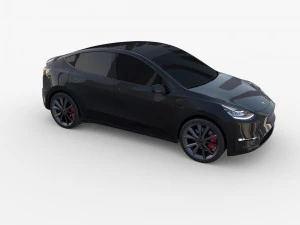 tesla model y rwd black with chassis 3D Model